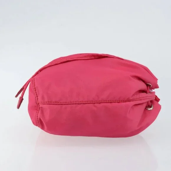 PRADA Pouch Nylon Pink Gold Auth BA7028